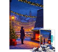 Puzzle pour Adolescents 1000 pièces Veille de Noël dans Une Ville enneigée Puzzle Adulte Jeu Manuel Idéal pour Passer Le Temps Pendant Les Vacances à la Maison Offre Cadeau pour Toute la Famille