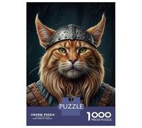Puzzle pour Adolescents 1000 Pièces Viking Cat Portrait Puzzle pour Adultes Jeu De Réflexion Décoration Murale Cadeau Anti-Stress 38x26cm/1000pcs