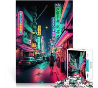 Puzzle pour Adolescents 1000 pièces Ville de néon de Tokyo, Japon Jouets à Faire soi-même Décoration d'intérieur 52x38cm