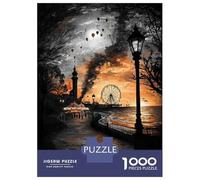 Puzzle pour Adolescents 1000 Pièces Vintage Carnival at Dusk - Nostalgic Seaside Fairground Puzzles pour Adolescents Jeux Relaxants Cadeaux pour Femmes pour Anniversaire, Noël 38x26cm/1000pcs