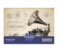 Puzzle pour Adolescents 1000 Pièces Vintage Gramophone Wall Art Print Puzzles pour Adolescents Jeux Relaxants Cadeaux pour Femmes pour Anniversaire, Noël 38x26cm/1000pcs