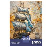 Puzzle pour Adolescents 1000 Pièces Vintage Ship Art Print Puzzle pour Adultes Décoration Murale Jouet Une Œuvre d'art Cadeau d'anniversaire Unique 52x38cm/1000pcs