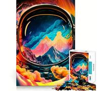 Puzzle pour Adolescents 1000 pièces Visage d'astronaute dans Une Montagne Articulations Lisses Activité cérébrale Amusante Jeu Relaxant Cadeau de Noël Amusant (38x52cm)