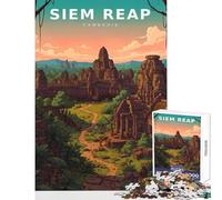 Puzzle pour Adolescents 1000 pièces Visages dorés du Temple de Bayon Jeu de réflexion 1000 pièces pour Apprendre en s'amusant (38x26cm)