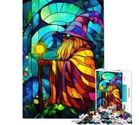 Puzzle pour Adolescents 1000 pièces Vitrail Magicien Puzzles Adultes à Monter soi-même Décoration Parfaite Idéal comme Cadeau (Dimensions 38x52cm)