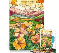 Puzzle pour Adolescents 1000 pièces Vitrail Paysage de Montagne Décoration découpée soignée Jouet créatif et Amusant Jeu de Paix Pièce d'art de Noël (38x52cm)