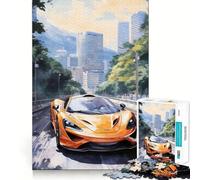 Puzzle pour Adolescents 1000 pièces Voiture Aquarelle Pièces emboîtables Jeu de logique Amusant et Silencieux Activité Artistique d'anniversaire (38x26cm)