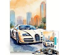 Puzzle pour Adolescents 1000 pièces Voiture Aquarelle Pièces emboîtables Jeu de logique Amusant et Silencieux Activité Artistique d'anniversaire (50x75cm)