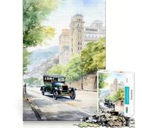 Puzzle pour Adolescents 1000 pièces Voiture Aquarelle Pièces emboîtables Jeu de logique Amusant et Silencieux Activité Artistique d'anniversaire (50x75cm)