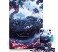 Puzzle pour Adolescents 1000 pièces Voiture de Sport Noire avec Ombres,Assemblage sans Couture,Jeu créatif,Divertissement pour Les Moments de détente,Cadeau de Noël (38x52cm)