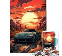 Puzzle pour Adolescents 1000 pièces Voiture sur la Route au Coucher du Soleil Activités Amusantes à la Maison mais Jeu Familial Amusant et Humoristique pour Les 14 Ans et Plus (38x52cm)