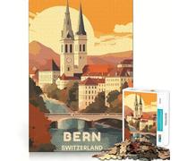 Puzzle pour Adolescents 1000 pièces Voyage à Berne Bords impeccables Jeu de réflexion Amusant Cadeau Moments de détente Décoration Murale de Noël (50x75cm)