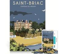 Puzzle pour Adolescents 1000 pièces Voyage à Saint Briac Décoration découpée soignée Jouet créatif et Amusant Jeu de Paix Pièce d'art de Noël (38x26cm)