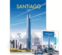 Puzzle pour Adolescents 1000 pièces Voyage à Santiago Découpe serrée Amusant Résolution de problèmes Détente Décoration Artistique de Noël (38x26cm)