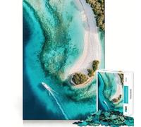 Puzzle pour Adolescents 1000 pièces Vue aérienne d'une île Tropicale Bords impeccables Jeu de réflexion Amusant Cadeau Moments de détente et de Divertissement Décoration Murale de Noël (38x52cm)