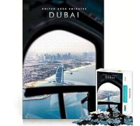 Puzzle pour Adolescents 1000 pièces Vue de la Ville de Dubaï Découpe exacte Jeu de réflexion Casse-tête Cadeau Temps de Jeu Calme Cadeau Artistique de Noël (38x26cm)