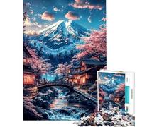 Puzzle pour Adolescents 1000 pièces Vue du Mont Fuji Puzzle Japonais Jouet à Monter soi-même Décoration intérieure Idée Cadeau pour Toute la Famille (Dimensions 50x75cm)