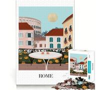 Puzzle pour Adolescents 1000 pièces Vue sur Balcon de Rome Jeu de réflexion et de détente Cadeau Artistique de Noël (50x75cm)
