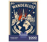 Puzzle pour Adolescents 1000 Pièces Wanderlust United Globe Travel Puzzles pour Adultes Activités Familiales Interaction Parent-Enfant Jeu Au Design Élégant 70x50cm/1000pcs