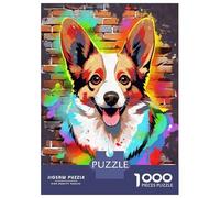 Puzzle pour Adolescents 1000 Pièces Welsh Corgi Dog Graffiti Puzzles pour Adultes Jeu Manuel Décoration Murale Cadeaux Uniques pour Anniversaire Et Noël 38x26cm/1000pcs