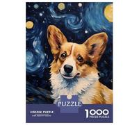 Puzzle pour Adolescents 1000 Pièces Welsh Corgi Van Gogh Puzzle Adulte Jeux Relaxants Améliorent La Mémoire Jeu Stimulant Cadeaux 52x38cm/1000pcs