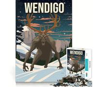 Puzzle pour Adolescents 1000 pièces Wendigo Cryptide Horreur Art aux Bords impeccables Jeu de réflexion Amusant Cadeau Cosy et Amusant Décoration Murale de Noël (38x26cm)