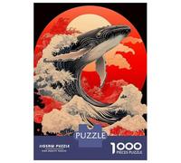Puzzle pour Adolescents 1000 Pièces Whale and Red Sun Puzzle pour Adultes Jeu Pratique Analyse Et Logique Interaction Parent-Enfant 70x50cm/1000pcs