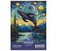 Puzzle pour Adolescents 1000 Pièces Whale's Midnight Leap Puzzle pour Adultes Jeu De Réflexion Décoration Murale Cadeau Anti-Stress 52x38cm/1000pcs