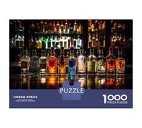 Puzzle pour Adolescents 1000 Pièces Whiskey Bottles on Bar Counter Puzzles pour Adolescents Jeux Relaxants Cadeaux pour Femmes pour Anniversaire, Noël 52x38cm/1000pcs