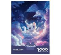 Puzzle pour Adolescents 1000 Pièces White Kitten Dreamworld Puzzles pour Adolescents Jeux Relaxants Cadeaux pour Femmes pour Anniversaire, Noël 70x50cm/1000pcs