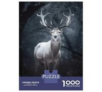 Puzzle pour Adolescents 1000 Pièces White Mythical Deer Puzzle pour Adultes Jouets À Monter Soi-même Analyse Et Logique Difficile Et Stimulant 38x26cm/1000pcs