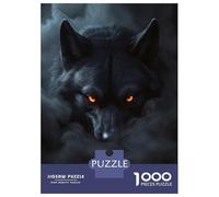 Puzzle pour Adolescents 1000 Pièces Wild Black Wolf Halloween Puzzles pour Adultes, Jouets Anti-Stress, Décoration Murale, Interaction Parent-Enfant 52x38cm/1000pcs