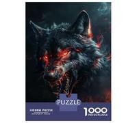 Puzzle pour Adolescents 1000 Pièces Wild Evil Black Wolf Puzzle pour Adultes Jeu De Réflexion Décoration Murale Cadeau Anti-Stress 70x50cm/1000pcs
