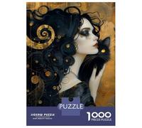 Puzzle pour Adolescents 1000 Pièces Witch and Whimsical Cat Puzzles pour Adultes Jeu Manuel Décoration Murale Cadeaux Uniques pour Anniversaire Et Noël 52x38cm/1000pcs