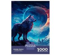 Puzzle pour Adolescents 1000 Pièces Wolf Moon Night Puzzle pour Adultes Jouets À Monter Soi-même Analyse Et Logique Difficile Et Stimulant 38x26cm/1000pcs