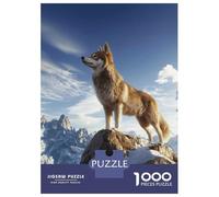 Puzzle pour Adolescents 1000 Pièces Wolf on Mountain Peak Puzzle pour Adultes Jeux Relaxants Cadeau d'anniversaire Activités Amusantes À La Maison, 38x26cm/1000pcs