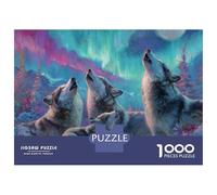 Puzzle pour Adolescents 1000 Pièces Wolf Pack Howling at Moon-1 Puzzle pour Adultes Jeu De Réflexion Difficile Et Stimulant Cadeau Anti-Stress 38x26cm/1000pcs