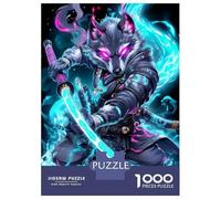 Puzzle pour Adolescents 1000 Pièces Wolf Samurai Warrior Puzzle pour Adultes Jeu Pratique Analyse Et Logique Interaction Parent-Enfant 38x26cm/1000pcs
