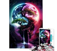 Puzzle pour Adolescents 1000 pièces Yin Yang Bonsaï Clair de Lune Difficile et Stimulant Analyse et logique Jouet de décoration pour la Maison À partir de 14 Ans (50x75cm)