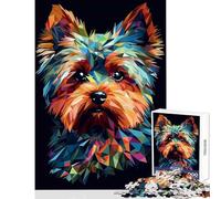 Puzzle pour Adolescents 1000 pièces Yorkshire Terrier Abstrait Décoration intérieure Jouet Cadeau de Noël Secret Jeu Familial Stimule Le Cerveau Dimensions 50x75cm