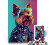 Puzzle pour Adolescents 1000 pièces Yorkshire Terrier Punk Séjour Anti-Stress pour Tuer Le Temps Œuvre d'art 52x38cm