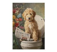 Puzzle pour Adolescents 1000pcs(38x26cm) Golden Retriever Reading Newspaper on Toilet Puzzles pour Adultes, Jouet, Décoration Murale, Décoration Intérieure pour Anniversaire, Noël 1000pcs(38x26cm)