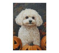 Puzzle pour Adolescents 1000pcs(38x26cm) Halloween Poodle with Pumpkins Puzzles pour Adultes Jouets Anti-Stress Décoration Parfaite Difficile À Compléter 1000pcs(38x26cm)