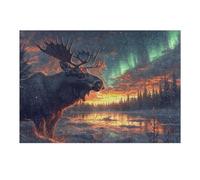 Puzzle pour Adolescents 1000pcs(38x26cm) Moose Under Aurora Borealis Puzzles pour Adolescents, Jouets À Monter Soi-même, Anti-Stress, À Offrir en Cadeau À Toute La Famille 1000pcs(38x26cm)