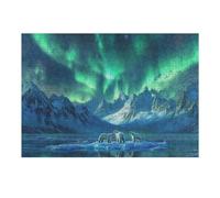 Puzzle pour Adolescents 1000pcs(38x26cm) Pièces De Puzzle Polar Bears Under Aurora Borealis Puzzle pour Adultes - Jouet Anti-Stress - Cadeau d'anniversaire - Difficile À Compléter 1000pcs(38x26cm)