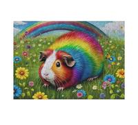 Puzzle pour Adolescents 1000pcs(38x26cm) Pièces De Puzzle Rainbow Guinea Pig Garden Puzzle pour Adultes - Jouet Anti-Stress - Cadeau d'anniversaire - Difficile À Compléter 1000pcs(38x26cm)