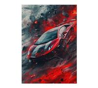 Puzzle pour Adolescents 1000pcs(38x26cm) Red Sports Car Speeding Through Flames Puzzle pour Adultes, Jeu De Réflexion Et De Logique, pour Les Amis Et La Famille 1000pcs(38x26cm)