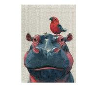 Puzzle pour Adolescents 1000pcs(38x26cm) S Hippopotamus with Birds on Head Puzzles pour Adultes Jouets Anti-Stress Décoration Parfaite Difficile À Compléter 1000pcs(38x26cm) S
