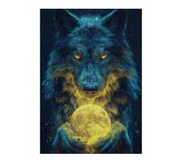 Puzzle pour Adolescents 1000pcs(38x26cm) Wolf Holding Moon Poster Puzzles pour Adultes, Jouet, Décoration Murale, Décoration Intérieure pour Anniversaire, Noël 1000pcs(38x26cm)