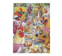 Puzzle pour Adolescents 1000pcs(52x38cm) Chickens Tea Party with Dog Puzzles pour Adultes Jouets Anti-Stress Décoration Parfaite Difficile À Compléter 1000pcs(52x38cm)